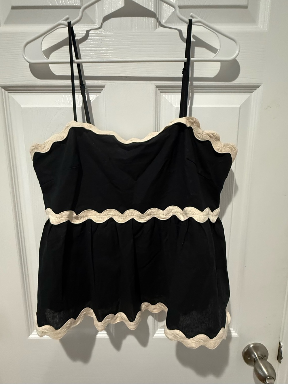 Petal & Pup Black Camisole with Cream Scalloped Trim